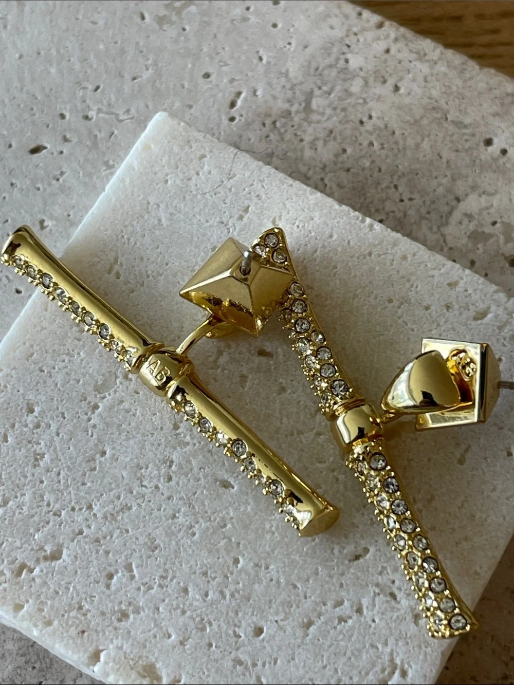 Alexis Bittar Gold Crystal Linear Drop Earrings - Picture 3 of 3